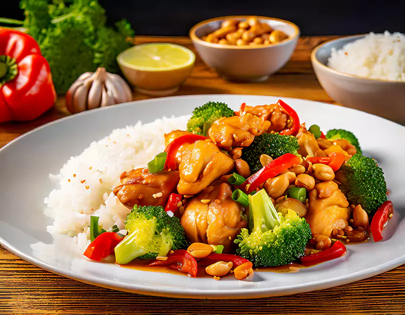 Stir-Fried Kung Pao Chicken with Broccoli