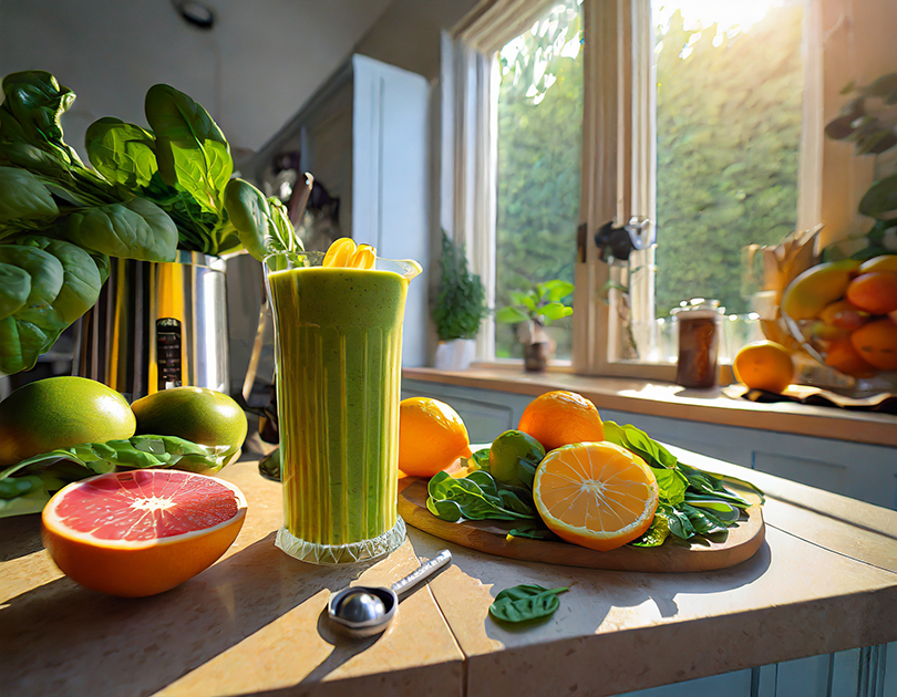 RecipeArtisan.com Recipe for Superfood Citrus Glow Smoothie with Spinach & Collagen Boost